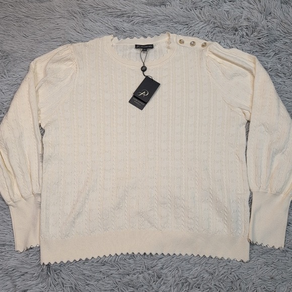 Adrianna Papell Sweaters - Adrianna‎ Papell Sweater Womens XL Winter White Cable Stitch Preppy Comfort New